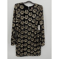 Show Me Your Mumu Maddison Mini Dress Women XL Black Gold Sequin Floral NWT