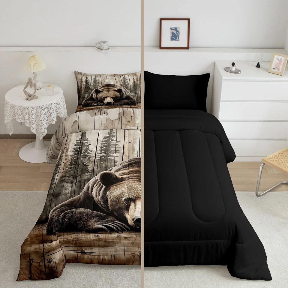 Комплект постельного белья Grizzly Bear королева охота дикие животные одеяло деревенский фермерский... - Изображение 4 из 4
