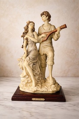 La Verona Collection Romantic Couple Figurine 15  Mandolin Sculpture w Wood Base