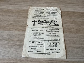 Camelford v St Dennis 1951/52 Cornwall Senior League 4 Pager 9th February 1952