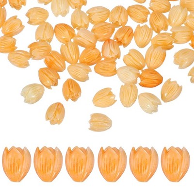 50 Pcs 13x10mm Beads Coral Flower for DIY Crafts, Imitation Jade Yellow