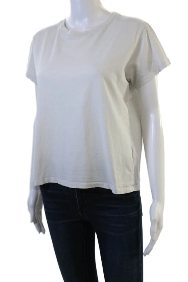 Camiseta ATM para mujer básica blanca de algodón cuello redondo manga corta talla M Foto 2 de 4