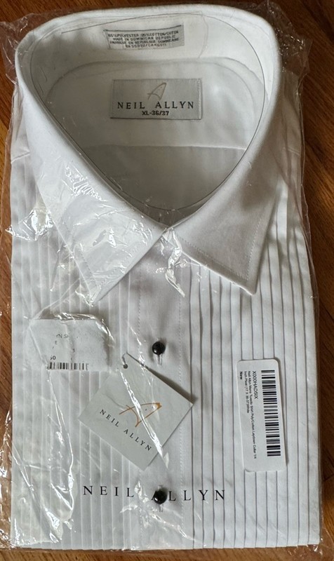 NWT Neil Allyn White Tuxedo Shirt Men’s XL-36-37 Style 973-070