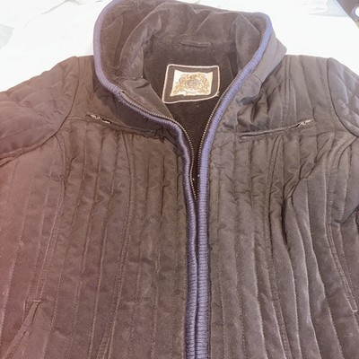 Esprit Ladies Parka Sz XL With Knit Collar. Hooded Black zipper pockets mid leng
