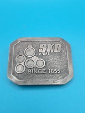 SKB ARMS SINCE 1855 SHOTGUN BELT BUCKLE VINTAGE RARE INDIANA METAL CRAFT 
