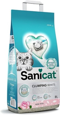 Sanicat - White Clumping Katzenstreu - Rosenblütenduft | Hergestellt aus natürlichem