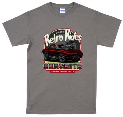 Grafik T-Shirt Retro Fahrten Corvette Stingray Custom Printed Design Vintage Top