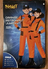 Spirit Halloween Kids NASA Astronaut Costume Orange Jumpsuit Hat M 8-10