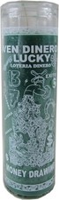 Money Drawing 7 Day Jar Candle 8" Tall, 2 1/2" Diameter, Green