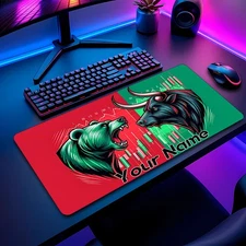 40*90cmCustomizable Bull and Bear Themed Non-Slip Rubber Desk Mat - Vibrant Gree