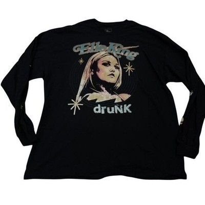 Elle King Drunk Concert Graphic Long Sleeve T-Shirt Black 2X The Thread Shop