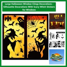 Large Halloween Window Clings Decorations - Silhouette Decorations With Scary...