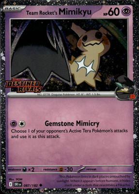Pokémon TCG Team Rocket's Mimikyu Destined Rivals #87/182 NM Cosmo Holo Stamped