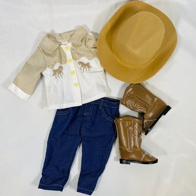 Western Horse Lover Outfit w/ Boots & Cowboy Hat for 18'' American Girl/Boy Doll