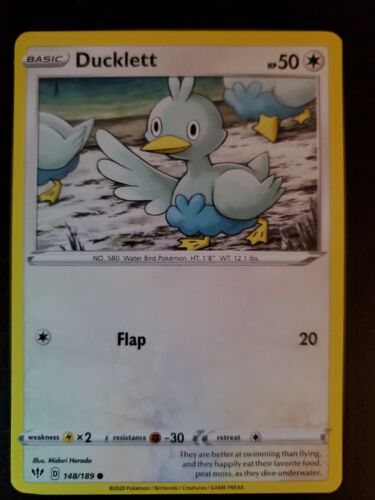 Pokémon Darkness Ablaze Ducklett Common Card 148/189 NM - Afbeelding 1 van 1