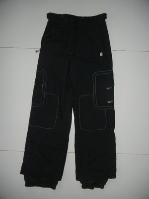 KEMPER Black Nylon Warm INSULATED CARGO SNOW PANTS Winter Ski Gear YOUTH 14 (L)