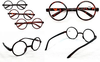 FADS & FASHIONS Classic Retro Unisex Round Frame Fashion Glasses in Tortoise Black or Brown 8360