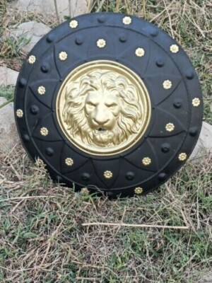Knight Armor Shield Medieval Lion Face Shield Iron Solid Steel Round Shield Gift