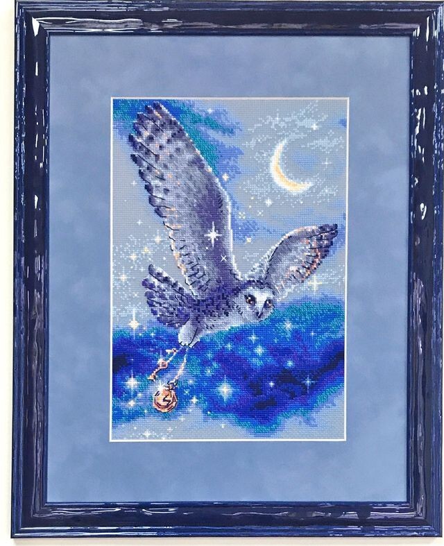 RIOLIS Counted Cross Stitch Kit 1872 Magic Owl- Mysterious Bird Flying at Night