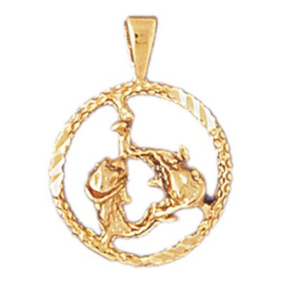 Pisces Zodiac Sign Charm Pendant 14k Gold