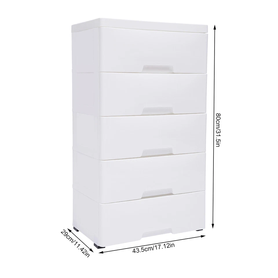5 Drawers Plastic Storage Cabinet Detachable Drawer Tower Case Clothes Organizer - Image 3 of 4