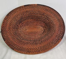 BoHo Woven Rattan Basket - 19   x 16 " Oval Footed Serving Bowl/Fruit Bowl