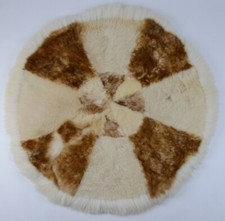 XXL Merino Lammfell Schaffell Leder Fell Teppich Decke Kreis Rund Weiß SF21