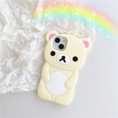 Cute Bear Cartoon Silicone Soft Phone Case Cover for iPhone 17 16 13 15 Pro Max