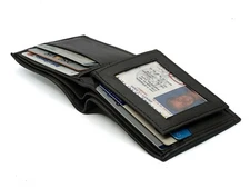 RFID Blocking Men's Bifold Wallet Center Flap ID Card Holder