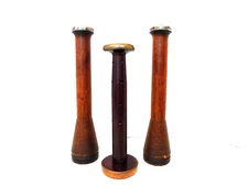 Lot of 3 Antique Wooden Textile Spools