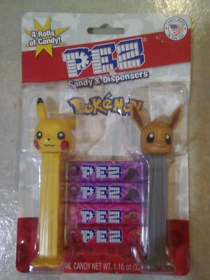 Pokemon Pikachu and Eevee 2 Pack PEZ Dispenser Candy NIP