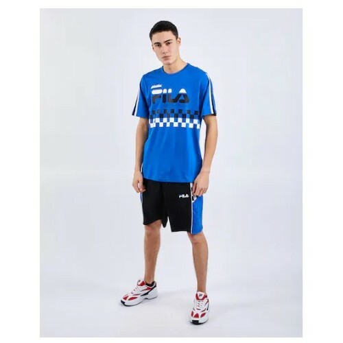 T shirt Fila uomo Moto Motorsports Italia top blu manica corta girocollo taglia large