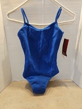 NEW Mirella Medium Ladies Princess Seamed V-Front Camisole Leotard Royal Blue