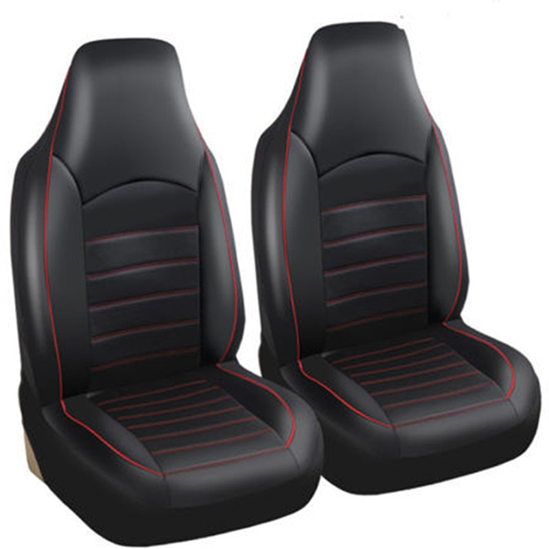 Black Car Seat Covers 2Front Set Synthetic Leather Chair Protector SUV Accessory