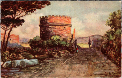 Vintage Postcard Tomb Of Cecilia Metella Rome Italy Via Appia