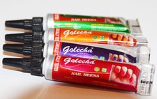 Golecha Nail Henna Small Tubes For Nail Art Green/Orange/Pink/Blue - 4 Tubes