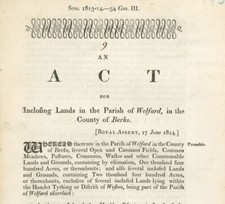 Antique Act of Parliament Inclosing Lands Parish of Welford Berks 1814 politics