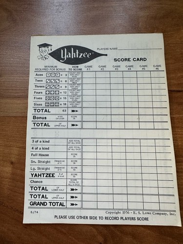 Vintage 1975 Milton Bradley Yahtzee Dice Game of Skill As Is - Picture 5 of 8