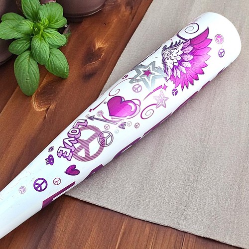 Batte Easton TB59 Tee-Ball Lite Pour Jeune Fille, 25 Pouces, 14 Oz, Peace Love Bat