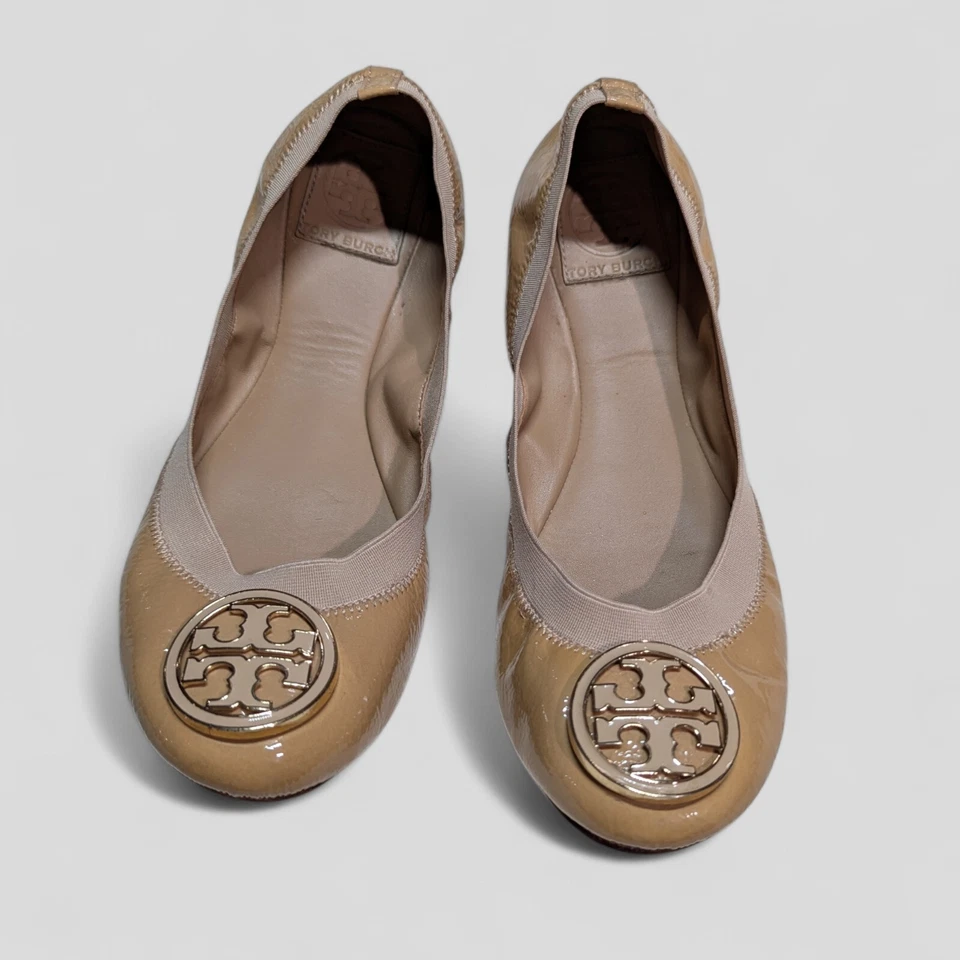 Zapatos para mujer Tory Burch 8,5 M Caroline Ballet planos marrón charol cómodos Foto 2 de 4