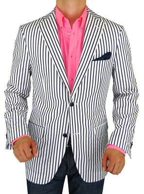 DTI BB Signature Mens Italian 2 Button Stretch Suit Blazer Jacket Trim