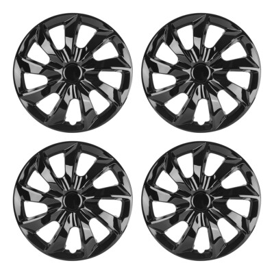 4*16'' Black Lacquer Snap On Wheel Hub Caps Trim Rings fit R16 Tire & Steel Wheel