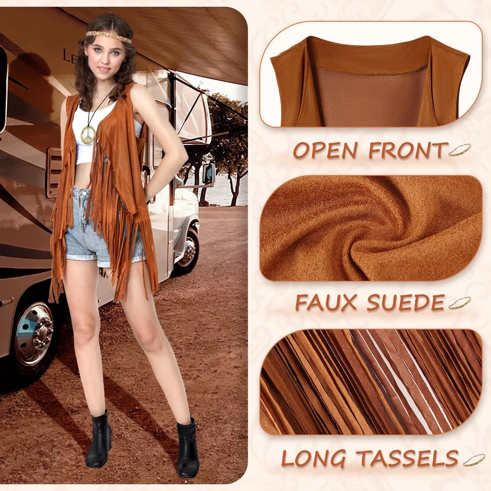 Roupas femininas hippie anos 60 anos 70 conjunto de roupas fantasia anos 70 tops femininos F... - Imagem 3 de 4