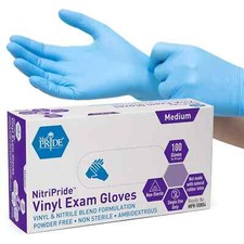MED PRIDE NitriPride Nitrile-Vinyl Blend Exam Gloves, Medium 100 - Powder Free,
