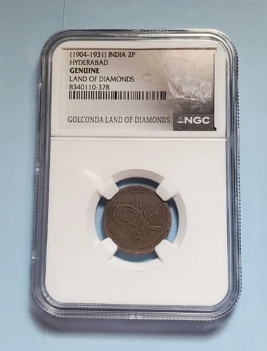 1904 - 1931 INDIA 2P PAISA HYDERABAD  NGC GENUINE GOLCONDA LAND OF DIAMONDS#S210