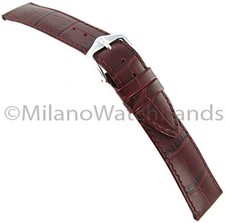 16mm Hirsch Duke Alligator Grain Genuine Leather Matte Burgundy Watch Band