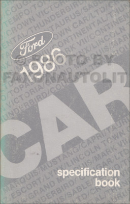 1986 Ford Auto Service Spezifikationen Manuell Lincoln Mercury MUSTANG Tbird Ltd