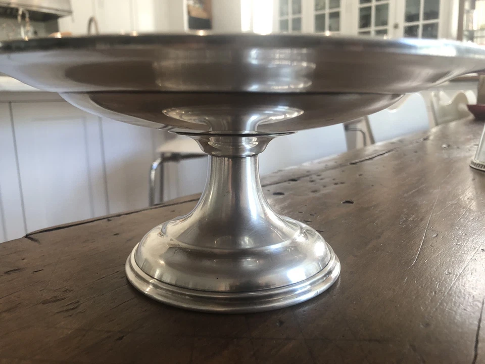 "Bandeja de hotel plato de caramelo vintage WALLACE de compota plateada soldada con patas 9""" Foto 2 de 4