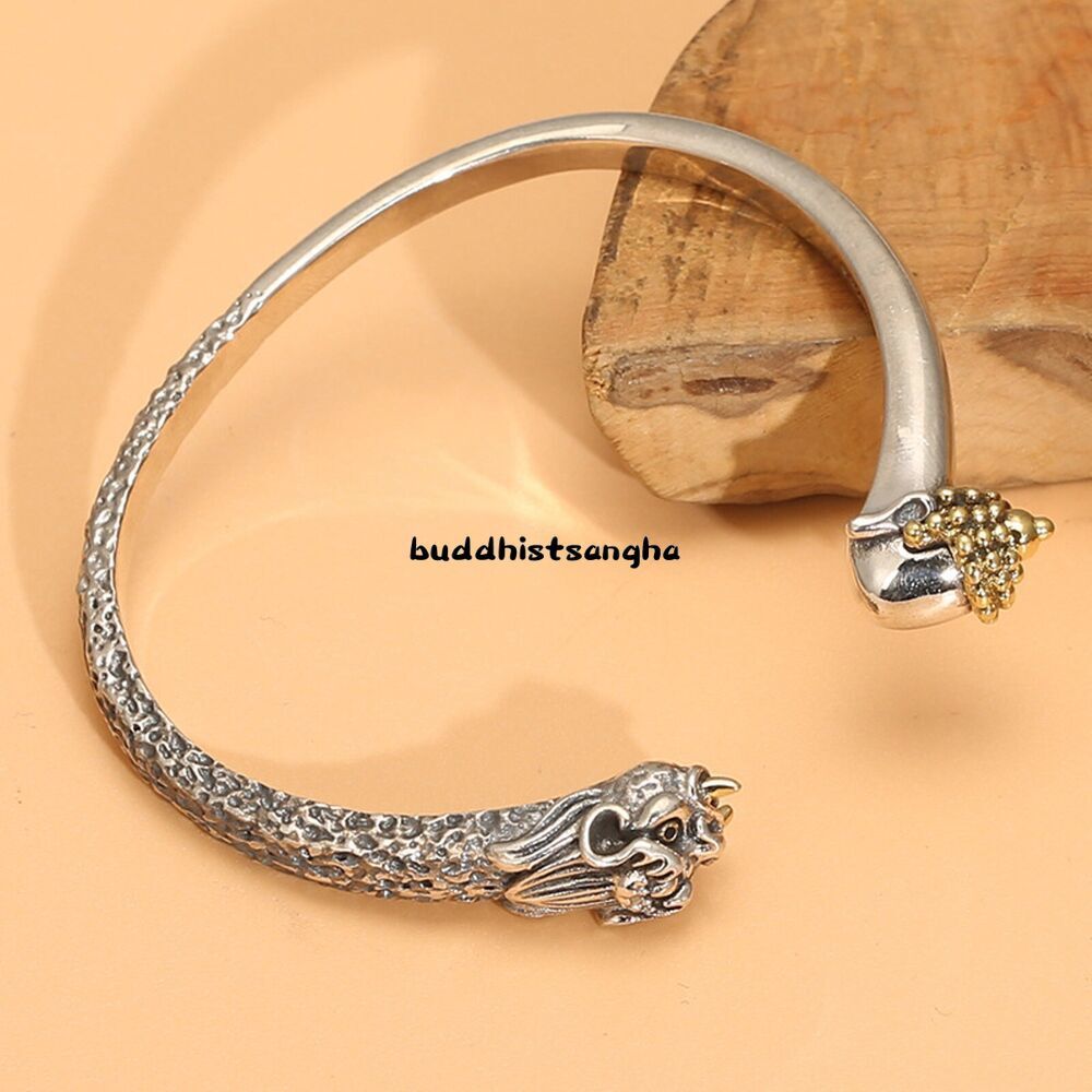 CHRISTIAN DADA　Crow Bangle Lucky Buddha Demon Glossy Open Bracelet Pure Sterling Silver