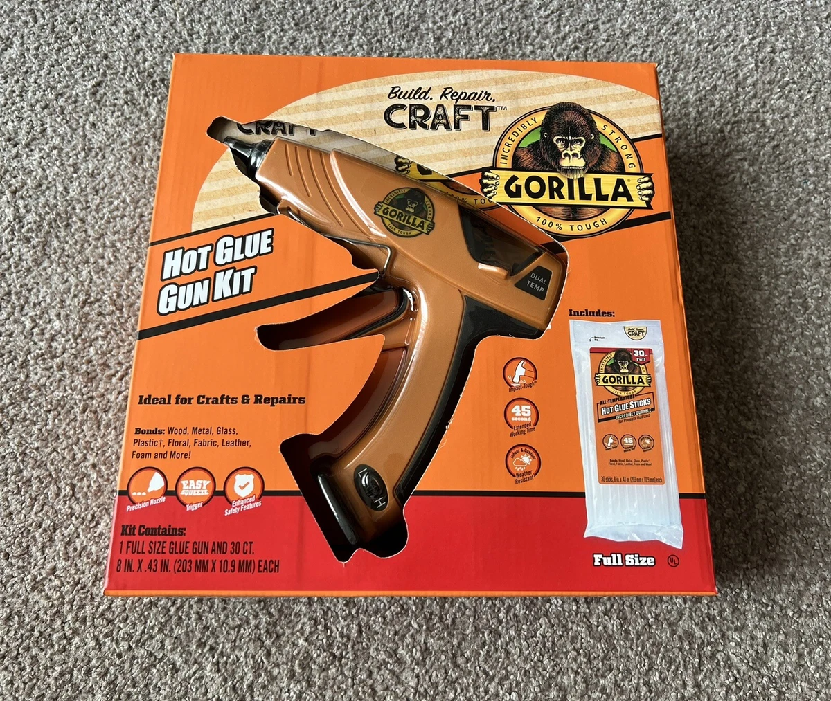 Gorilla Hot Glue Gun Kit Dual Temp Full Size plus 30 Hot Glue Sticks